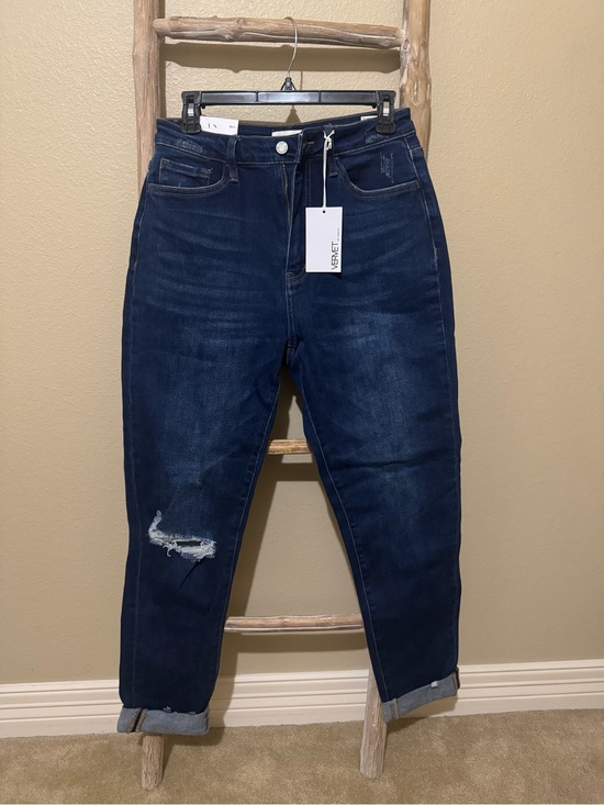 VERVET BY FLYING MONKEY Denim - VERVET BY FLYING MONKEY Dark Indigo Distressed Boyfriend Jeans